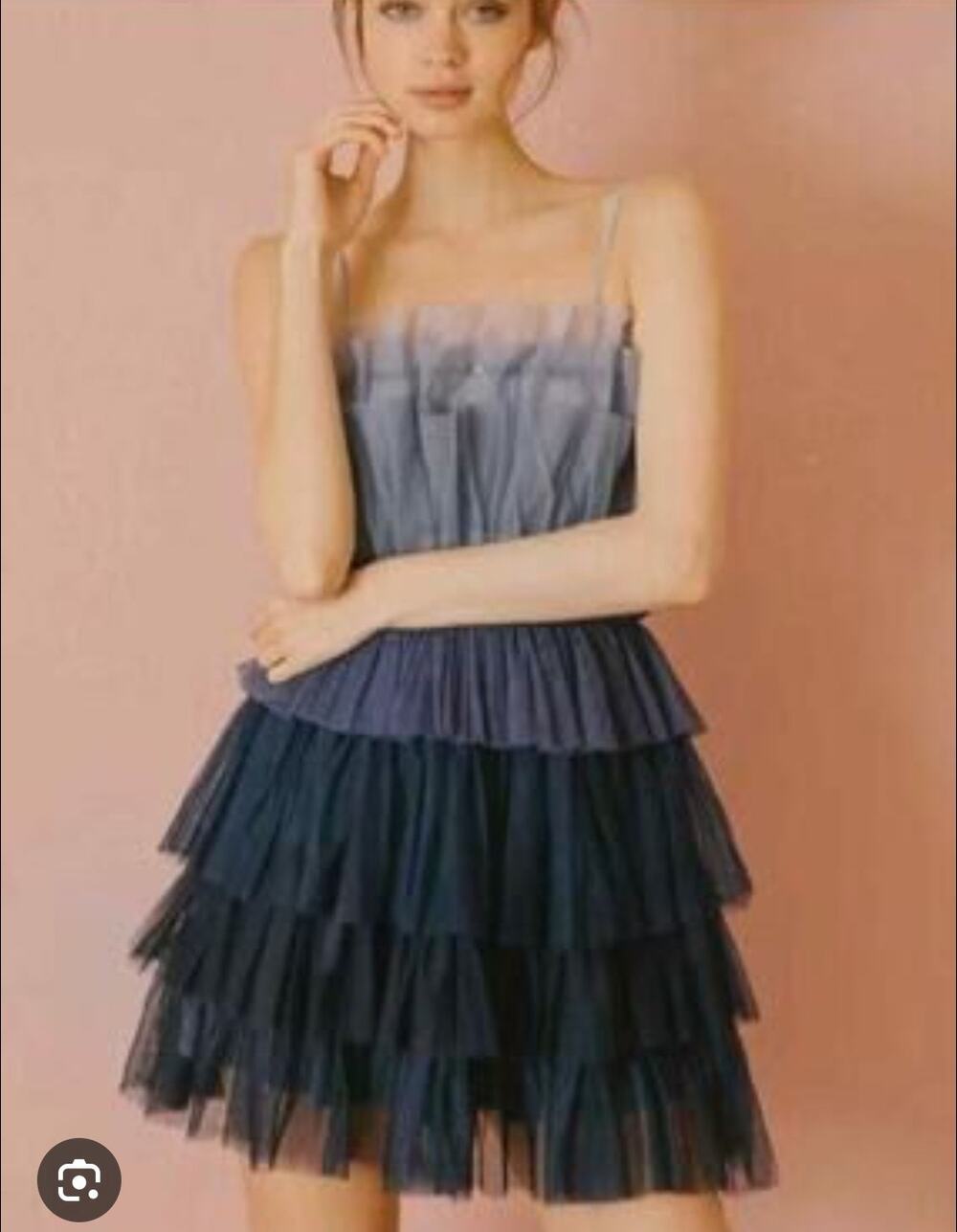 Storia Blue Tiered Tulle Mini Dress Size XS Whimsical Fairycore Feminine